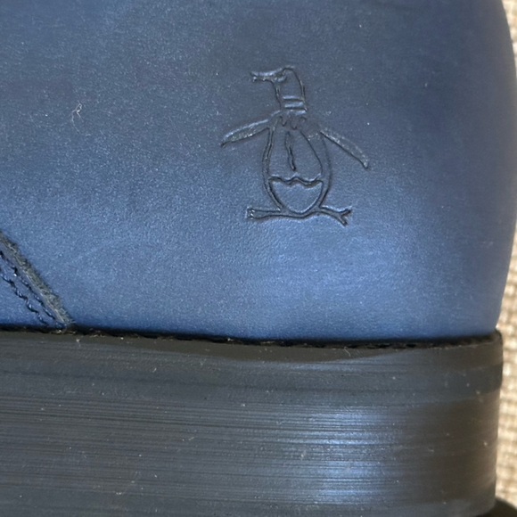 Penguin Men’s Lace Up Leather Oxford Shoes Navy **Flaws. ** - Picture 7 of 17